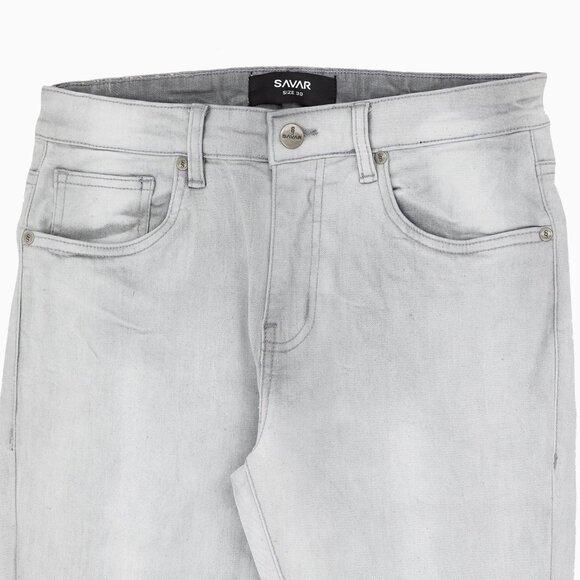 Savar Men's Savar Ice Grey Slim Denim Jeans Pant (Brand New) - Picture 7 of 8